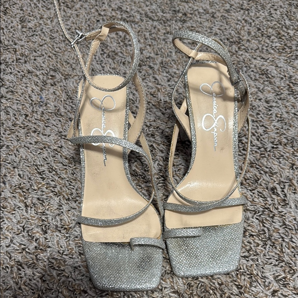 Elegant Silver Strappy Heels